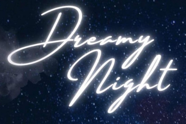 text Dreamy Night against starry sky