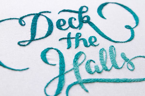 embroidered phrase &quot;Deck the Halls&quot;