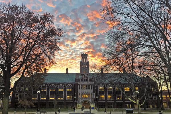 Dillon Hall with spectacular sunsent behind