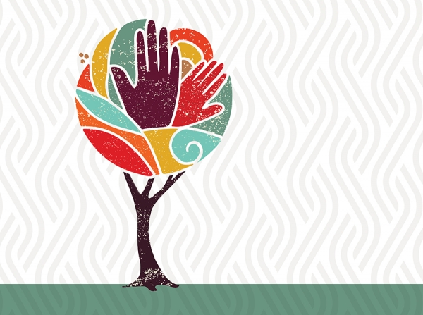EDI awards logo -- a tree with leaves made up of diverse hands