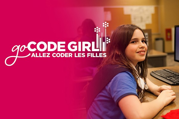 Go Code Girl image: young woman at computer
