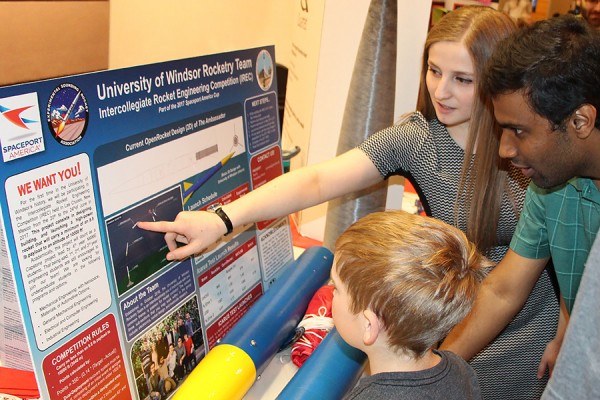 Rocketeers Liza DiCecco and Anthony Gudisey presented their project to members of the public Saturday during Science Rendezvous.