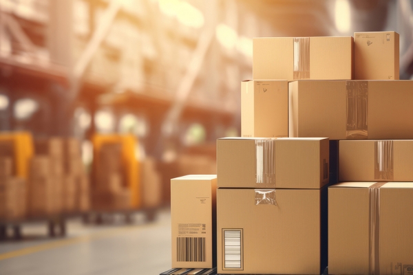 shipping cartons in warehouse