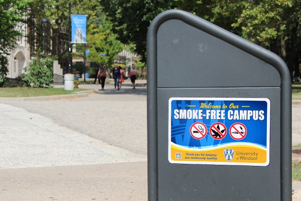 Photo of smoke-free campus sign.